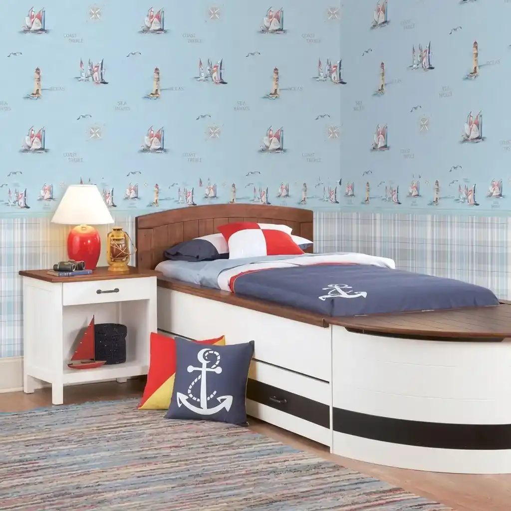 Blue Nautical Sailboat & Lighthouse Kids