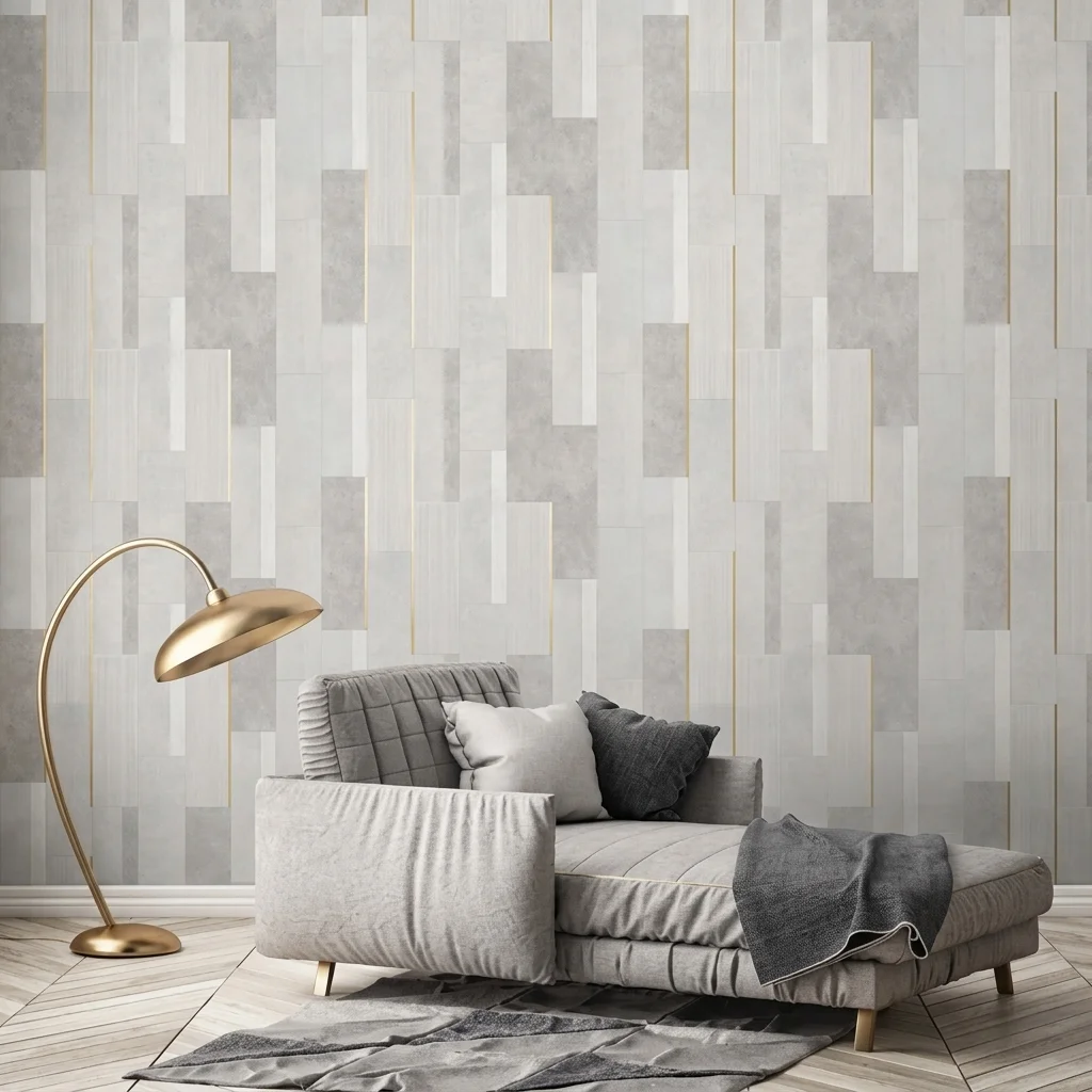 Grey Gold Lines Wallpaper