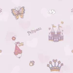 Pink Princess Castle & Crown Kids Wallpaper 2
