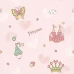 Pink Princess Castle & Crown Kids Wallpaper 3