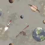 Space Planets & Rockets Kids Wallpaper 2