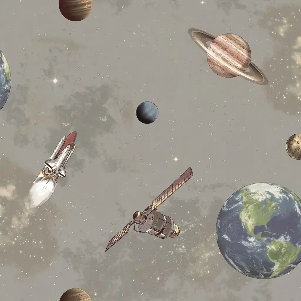 Space Planets & Rockets Kids Wallpaper 2