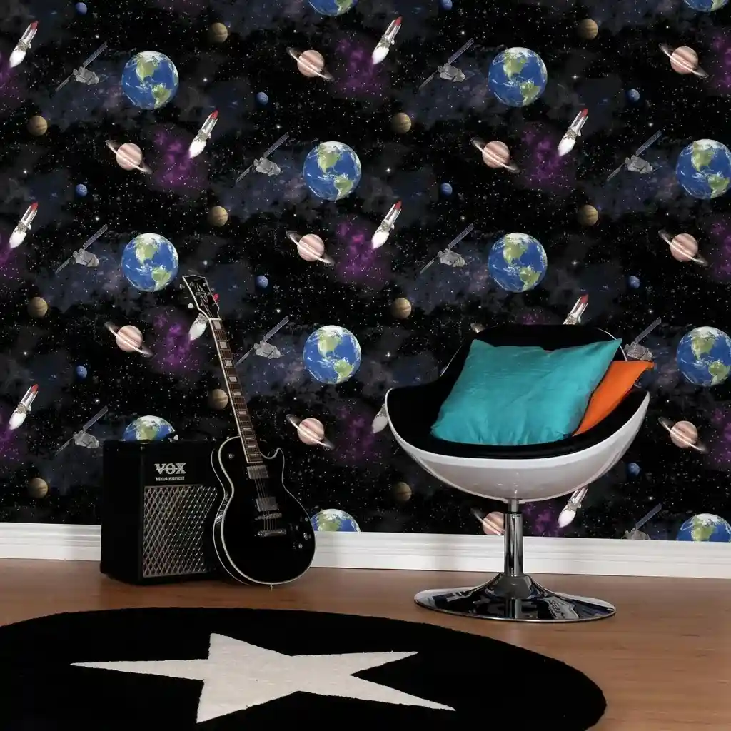 Space Planets & Rockets Pattern